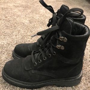 Moncler Black Ankle Combat Boots